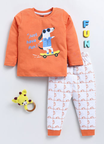 Boys' Printed Cotton T-Shirts with Jogger Set