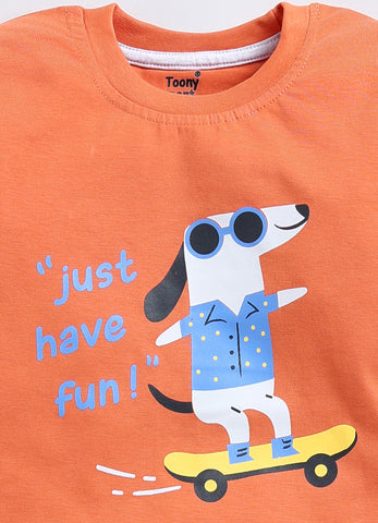 Boys' Printed Cotton T-Shirts with Jogger Set