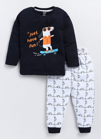 Boys' Printed Cotton T-Shirts with Jogger Set