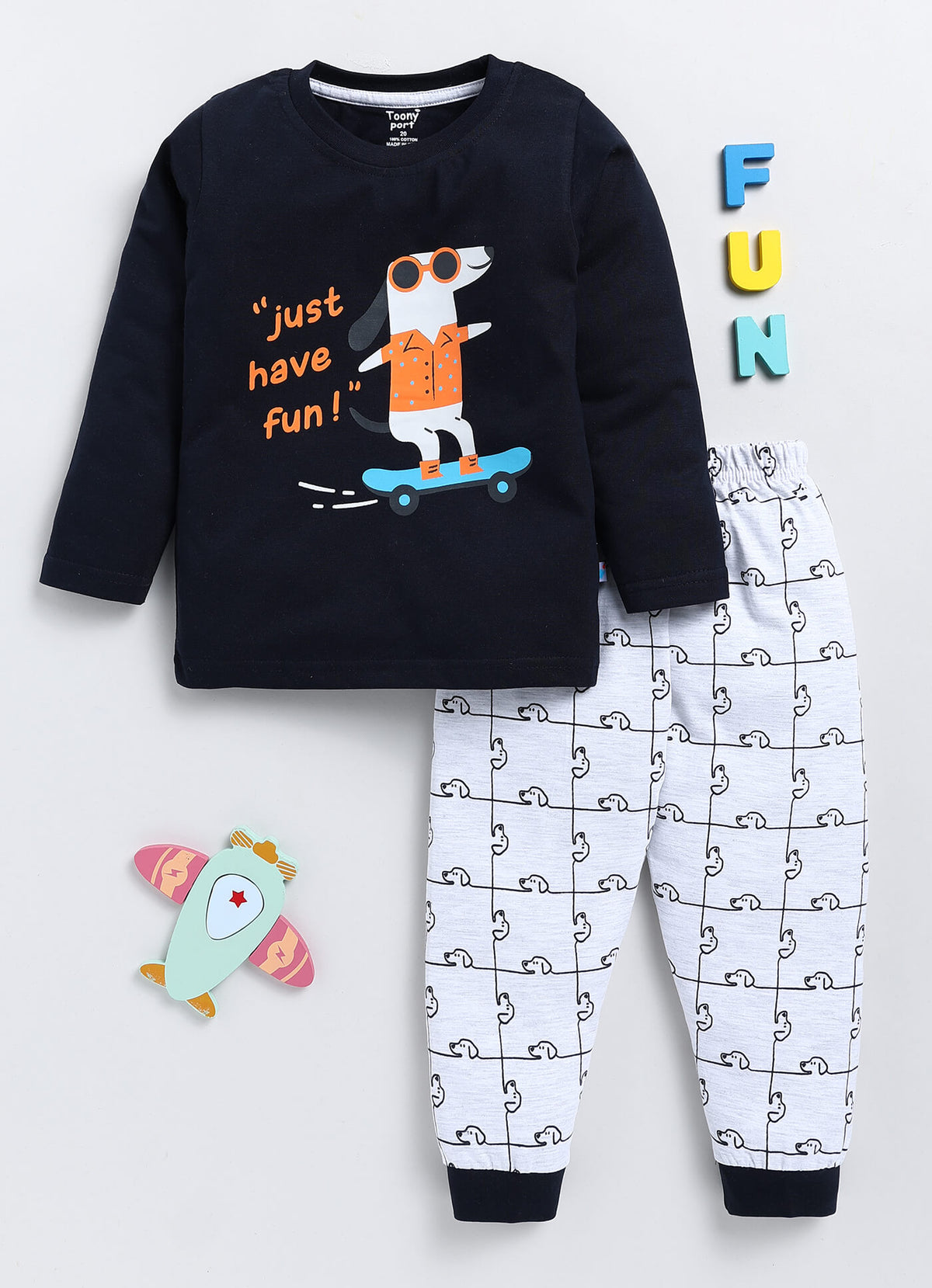 Boys' Printed Cotton T-Shirts with Jogger Set