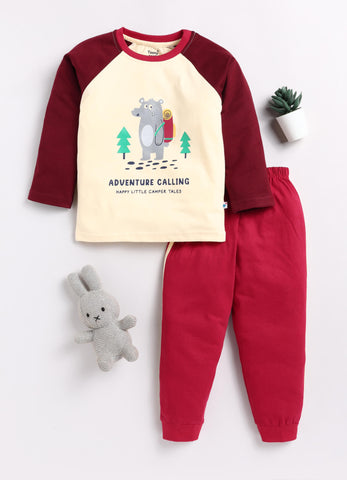 Boys' Printed Cotton T-Shirts with Jogger Set