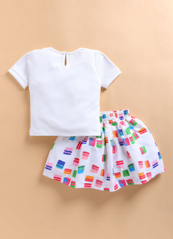 Toonyport Girls' Colorful Geometric Print Skirt and Top Set