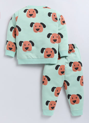 Toonyport Boys' Cute Puppy Printed Comfy Sweatshirt with Jogger Set