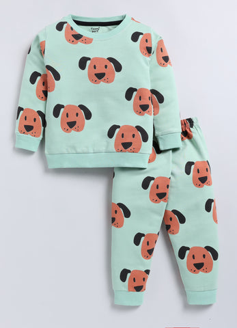 Toonyport Boys' Cute Puppy Printed Comfy Sweatshirt with Jogger Set