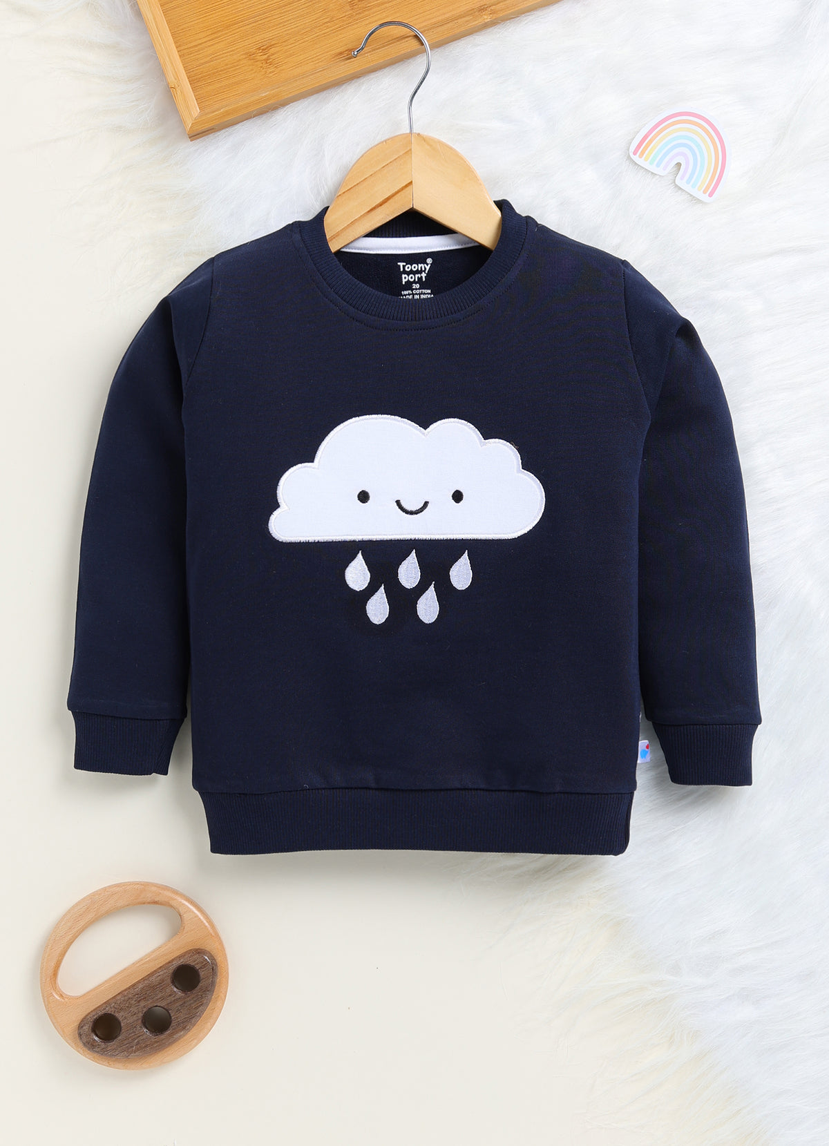 Kids' Cozy Cotton Cloud Patched Sweatshirt