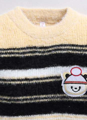 Toonyport Trendy Yellow Striped Woolen Sweater