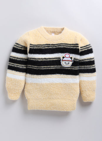 Toonyport Trendy Yellow Striped Woolen Sweater