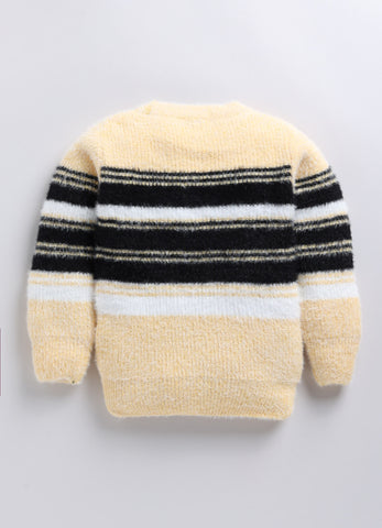 Toonyport Trendy Yellow Striped Woolen Sweater