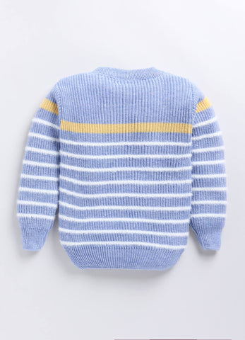 Toonyport Trendy Blue Striped Woolen Sweater