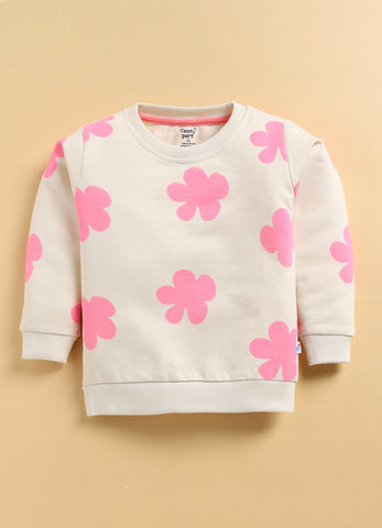 Toonyport Cute Floral Printed Comfy Sweatshirt with Jogger Set