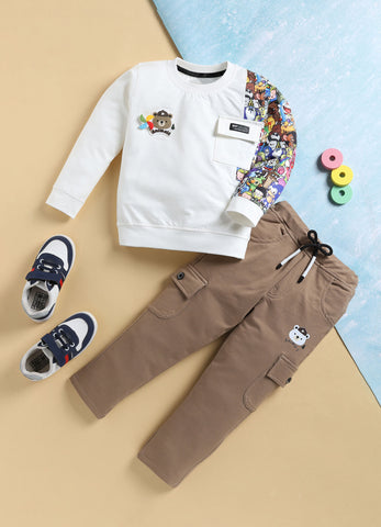 Toonyport Animal Printed T-shirt & Jogger Set for Boys'