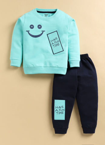 Toonyport Cute Smiley Printed Comfy T-shirt with Jogger Set