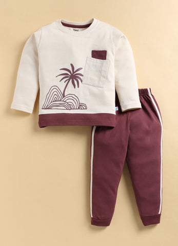 Toonyport Boys' Coastal Printed Comfy Sweatshirt with Jogger Set