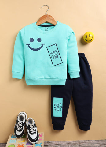 Toonyport Cute Smiley Printed Comfy T-shirt with Jogger Set