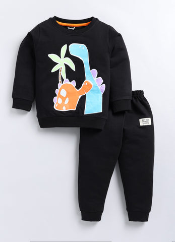 Toonyport Boys' Cute Dino Printed Comfy Sweatshirt with Jogger Set