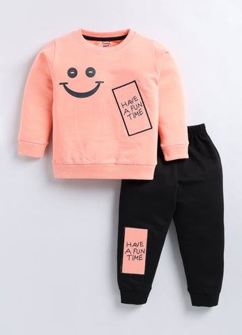 Toonyport Cute Smiley Printed Comfy T-shirt with Jogger Set