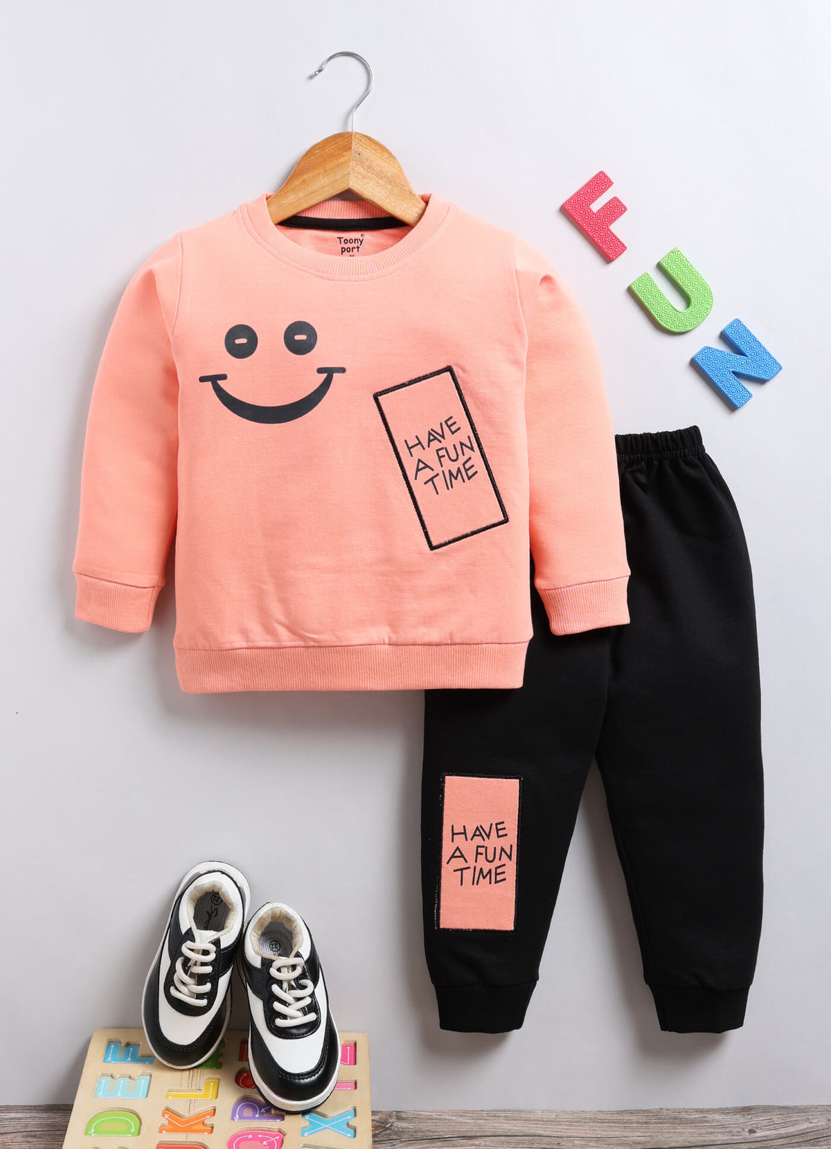 Toonyport Cute Smiley Printed Comfy T-shirt with Jogger Set