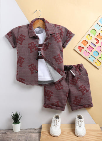 Toonyport Textured 3 Piece Clothing Set for Boys'