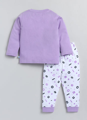 Girls' Printed Cotton T-Shirts with Jogger Set