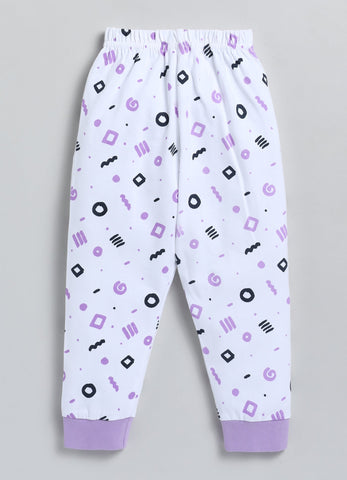 Girls' Printed Cotton T-Shirts with Jogger Set