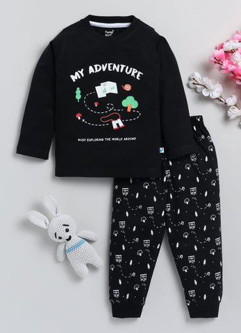 Boys' Printed Cotton T-Shirts with Jogger Set