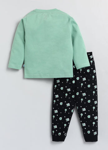 Boys' Printed Cotton T-Shirts with Jogger Set