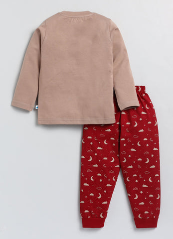 Girls' Printed Cotton T-Shirts with Jogger Set