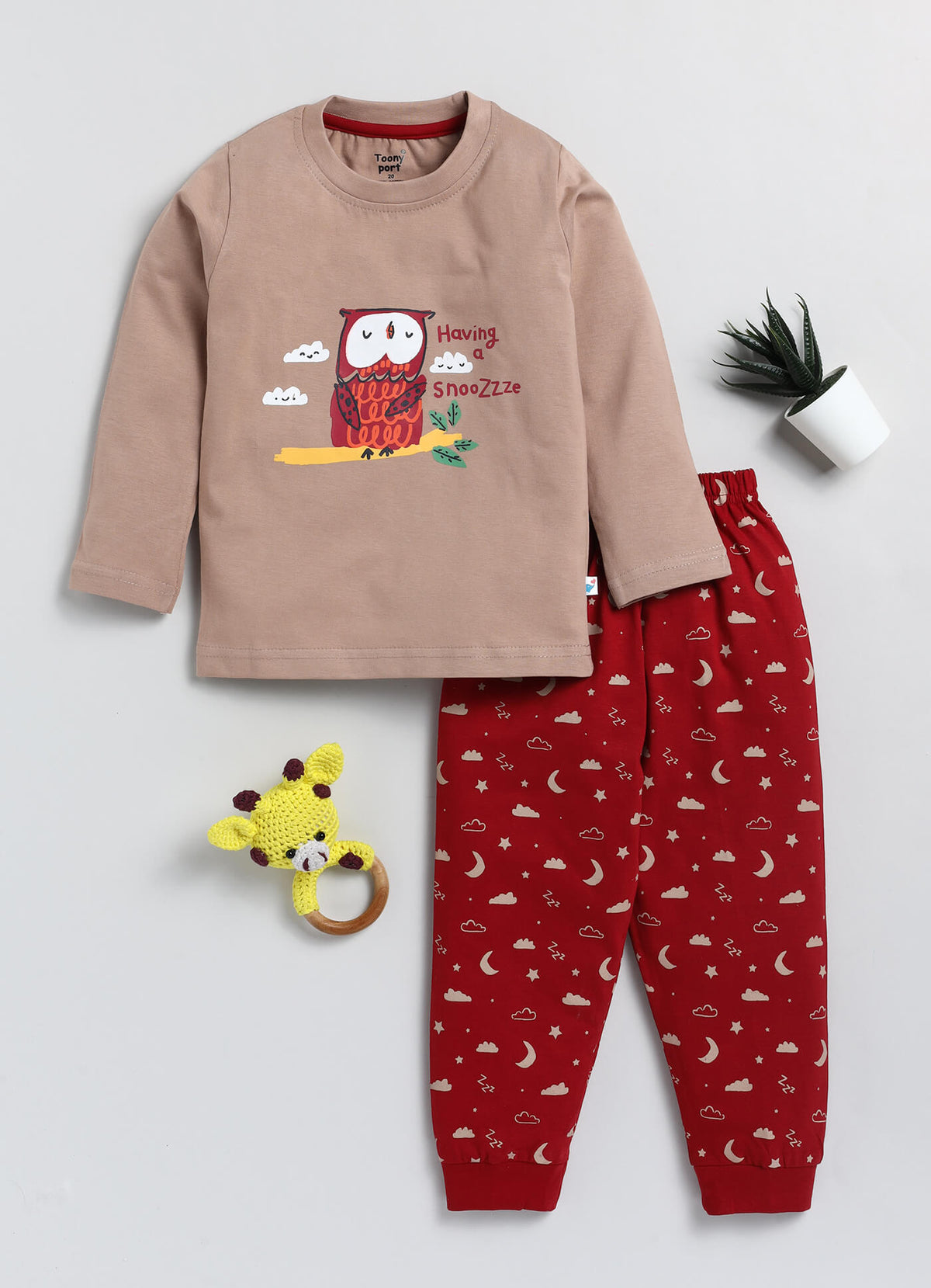 Girls' Printed Cotton T-Shirts with Jogger Set