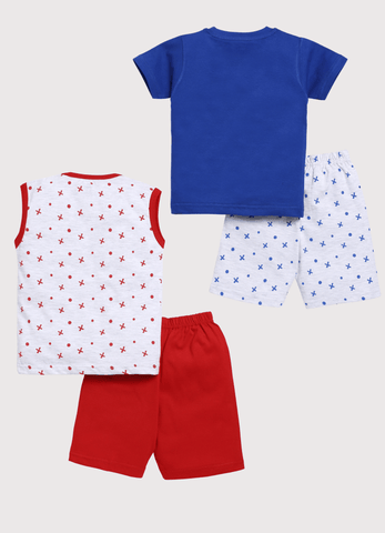 Boys Pack Of 2 Printed Pure Cotton T-shirt with Short Sets