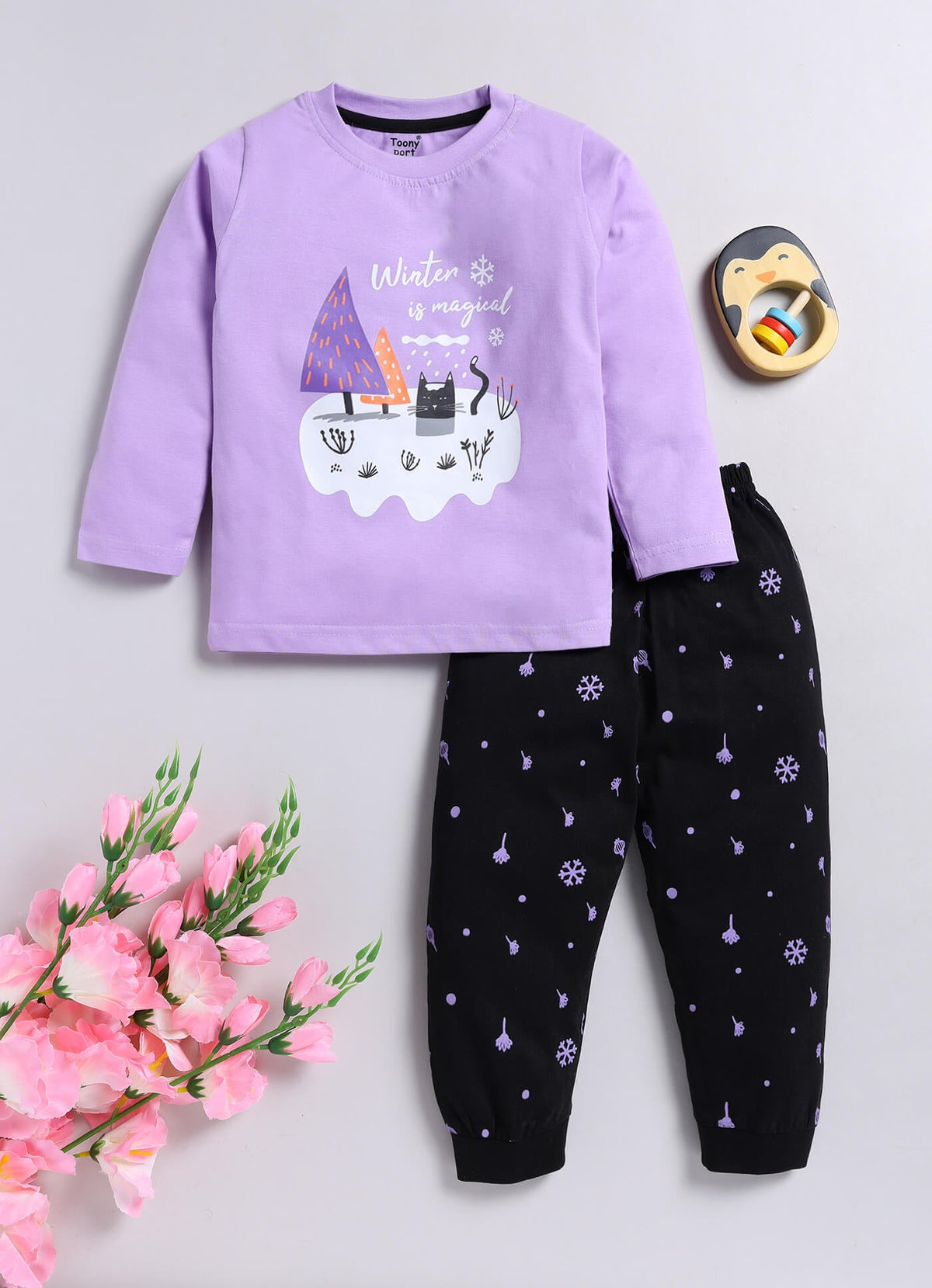 Toonyport Girls' Fashionable Top With Jogger Winter Wear Sets