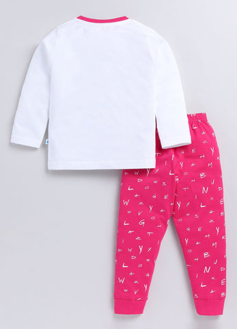 Girls' Printed Cotton T-Shirts with Jogger Set