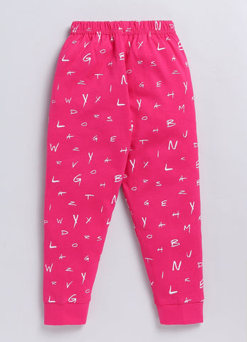 Girls' Printed Cotton T-Shirts with Jogger Set