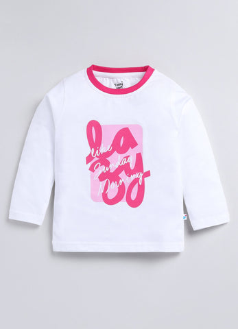 Girls' Printed Cotton T-Shirts with Jogger Set