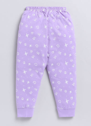 Girls' Printed Cotton T-Shirts with Jogger Set