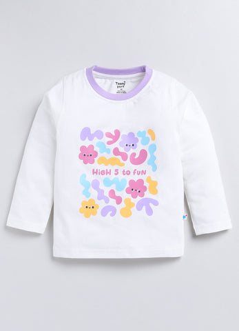 Girls' Printed Cotton T-Shirts with Jogger Set