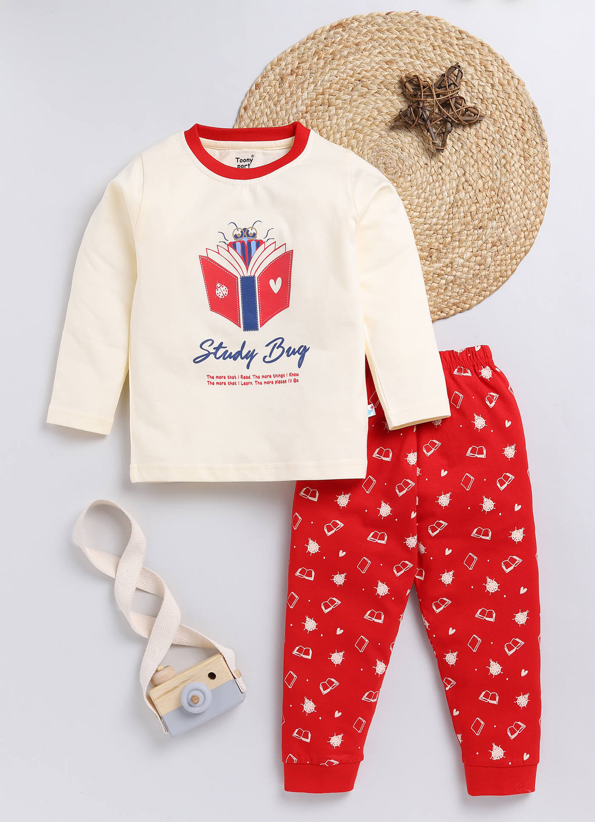 Girls' Printed Cotton T-Shirts with Jogger Set