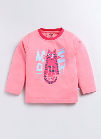 Girls' Printed Cotton T-Shirts with Jogger Set