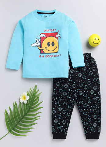 Boys' Printed Cotton T-Shirts with Jogger Set