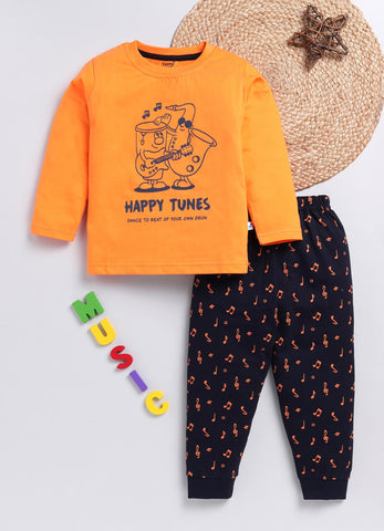 Boys' Printed Cotton T-Shirts with Jogger Set