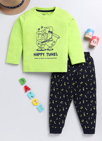 Boys' Printed Cotton T-Shirts with Jogger Set