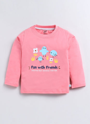 Girls' Printed Cotton T-Shirts with Jogger Set