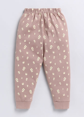 Girls' Printed Cotton T-Shirts with Jogger Set