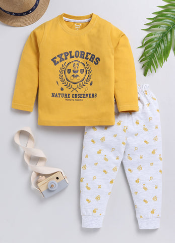 Boys' Printed Cotton T-Shirts with Jogger Set