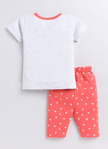 Toonyport Typographic Printed Cotton T-Shirt & Shorts Summer Set For Girls